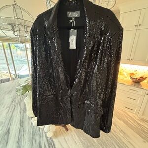 Worthington Black Sequin Blazer size 3X gala new years new with tags attached